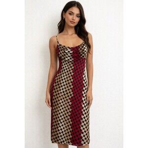 Windsor Y2K Retro Knee Length Dress Sz M Cowl Neck Spaghetti Strap USA